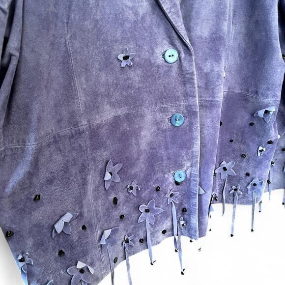 Vintage lilac suede jacket with flowers - Picture 3 of 7